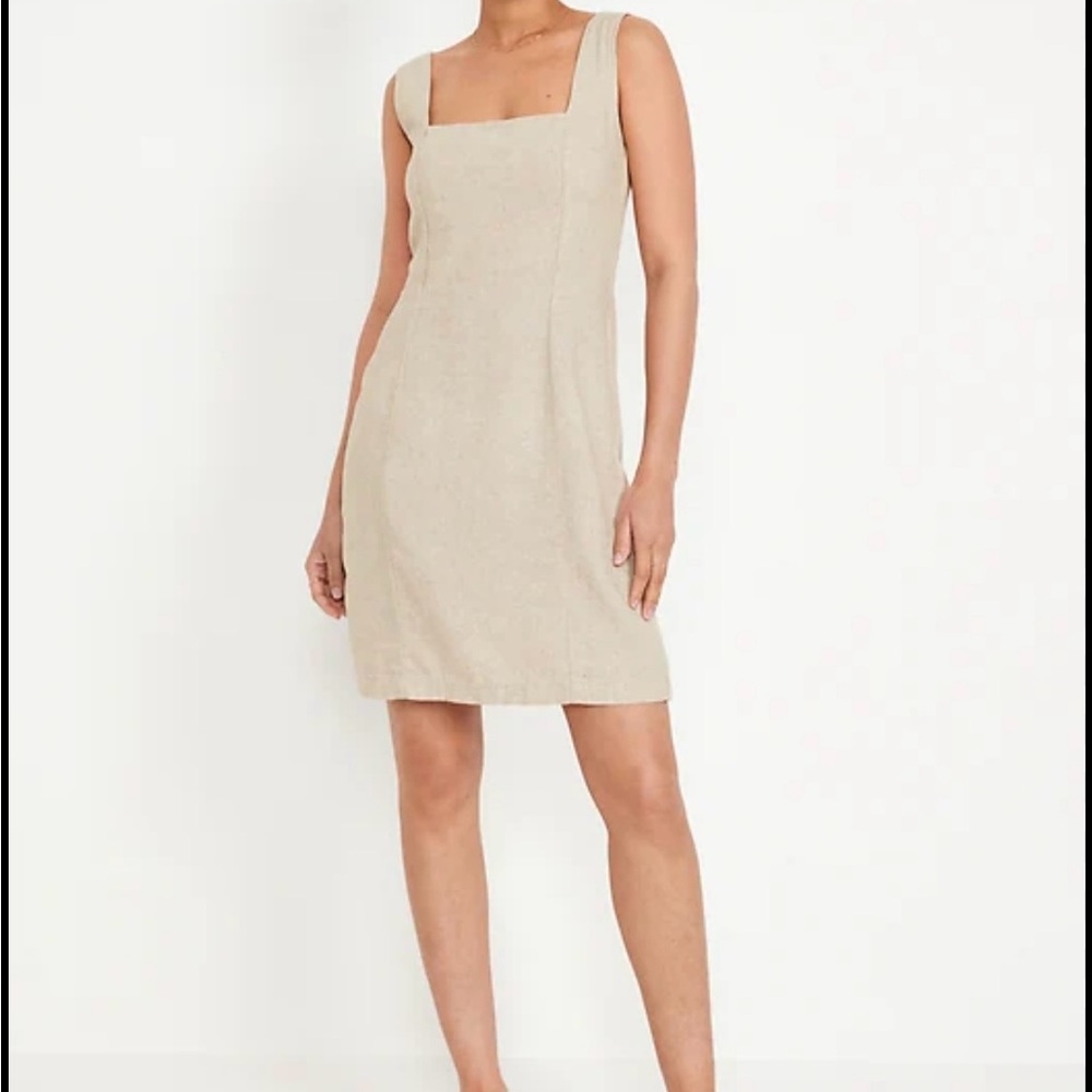 Old Navy Sleeveless Linen Blend Beige Mini Dress
